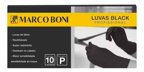 Imagem 1 de 1 de Kit 60 Luvas Black Profissional Tamanho P Latex Marco Boni