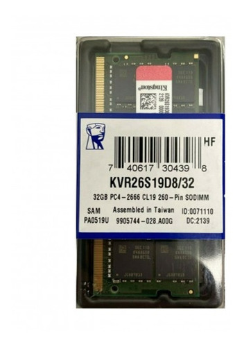 Memoria Ram Kingston Sodimm Ddr4 32gb 2666mhz Notebook