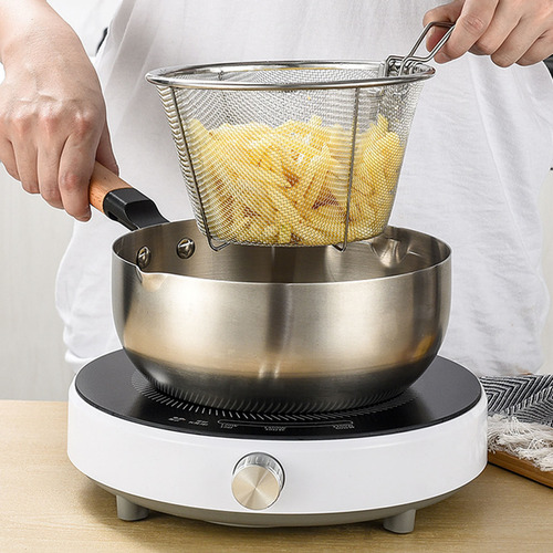 Freidora Redonda De Malla De Alambre Para Freír Patatas Frit
