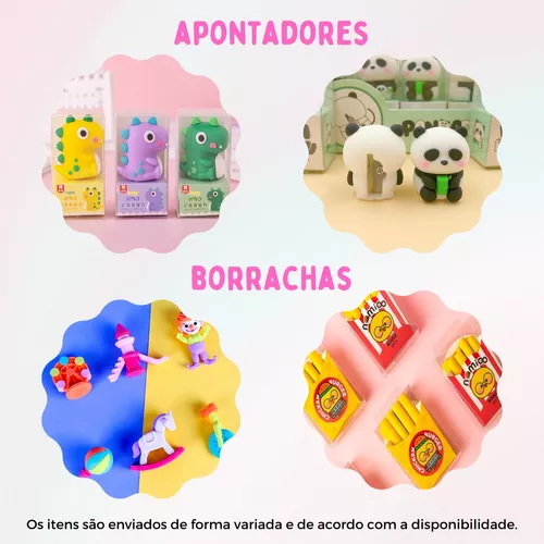 Caixa Kit Papelaria Fofa 10 Itens Kawaii Divertidos - Papelaria Duas Meninas