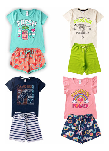 Lote 4 Conjunto Infantil Roupas Masculinas Femininas Revenda