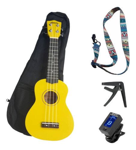 Pack Ukelele Soprano Funda + Capodastro + Correa + Afinador