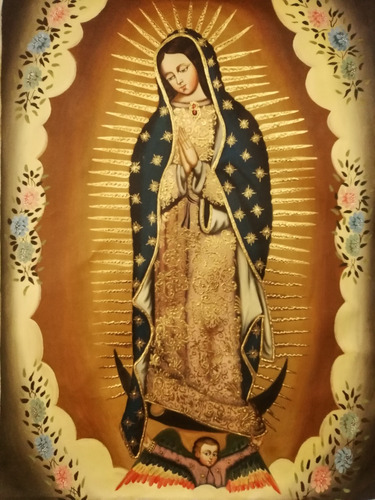 Pintura Cusqueña Lienzo Al Óleo Virgen Guadalupe 60x80cm