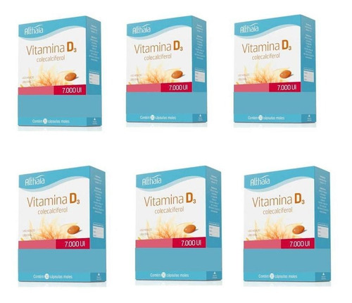 Kit de 6 cápsulas de vitamina D3, 7000 UI, 30 cápsulas Althaia Colecalciferol