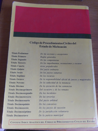 Código De Procediminetos Civiles Del Estado De Michoacán (Usado)