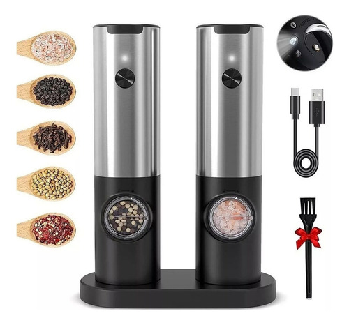 Rechargeable Electric Salt And Pepper Grinder Set .