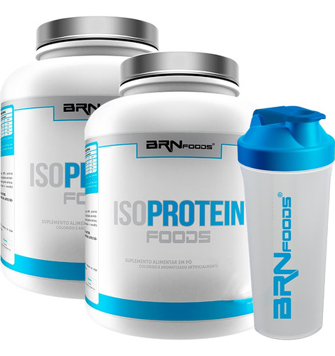 Kit 2x Iso Protein Foods 2kg + Shaker - Brn Foods. Sabor Chocolate + Chocolate