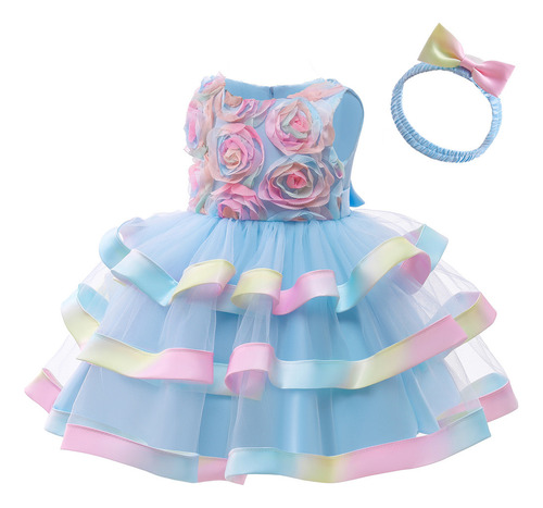 Vestido De Gasa Para Niña, Diseño De Princesa De Siete Color
