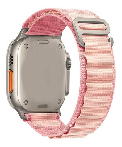 Pulseira Alpine Tecido Para Apple Watch Ultra 49mm 45mm 44m Cor Rosa Largura 21