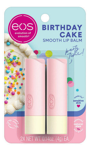 Eos Bálsamo Labial Torta De Cumpleaños Karité Natural X 2