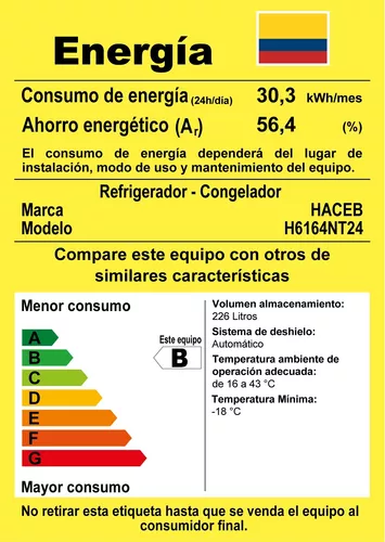 Nevera Haceb No Frost 243 Litros Manija Integrada - Negra HACEB