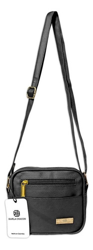 Bolso Pequeño Cruzado Manos Libres Dama Mujer Karla Chacon Color Negro