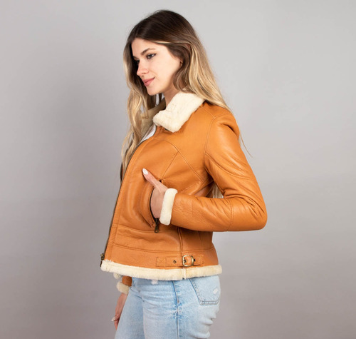 Campera Napalán De Mujer Cuero Y Lana De Oveja Legítimo Rg