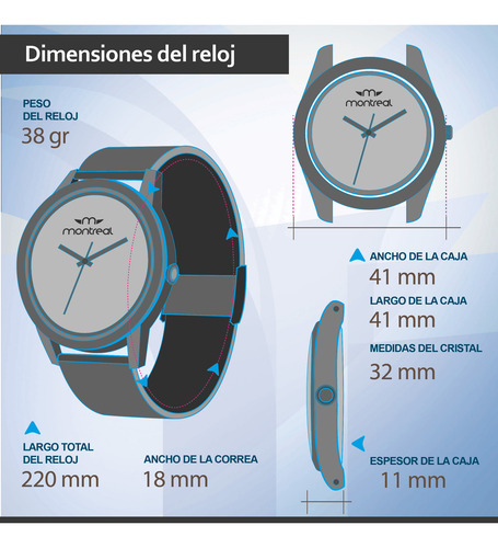 Reloj Montreal Hombre Argentina Ml1889 Malla De Caucho