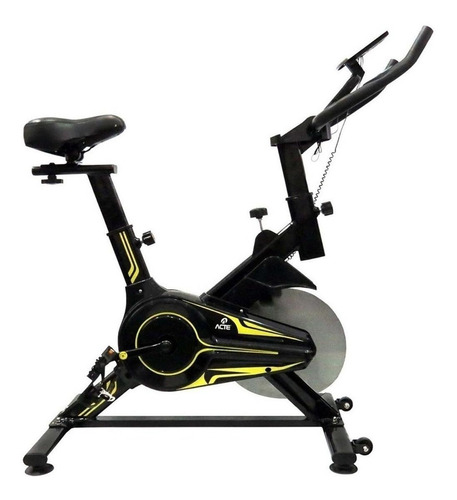 Bicicleta ergométrica Acte Sports E16 para spinning cor preto e amarelo