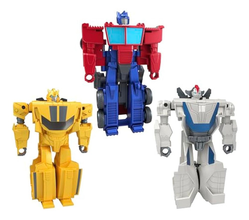 Transformers Toys 1-step Flip Heroes 3-pack, 4-inch Wheeljac