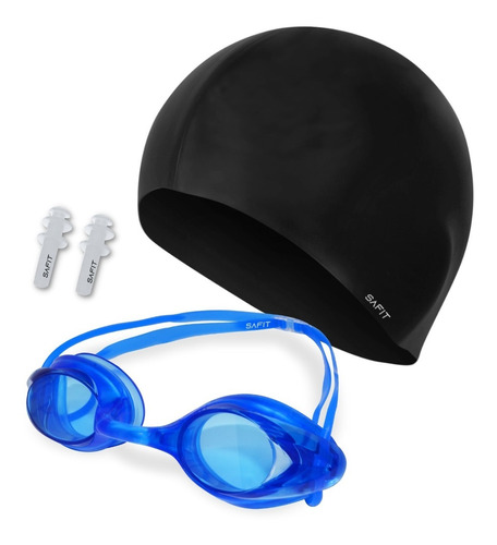 Gorra Silicona + Antiparras Natacion Combo Kit Gorro Latex 