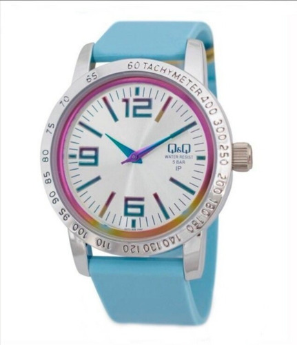 Reloj Q&q Qyq Mujer Casual Qz20j806y Azul Plateado Original