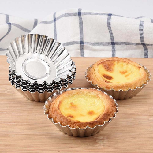 6 Moldes Pasteleros Mini Tarta Aluminio 200 Ml - 6 Pzas Color Plateado