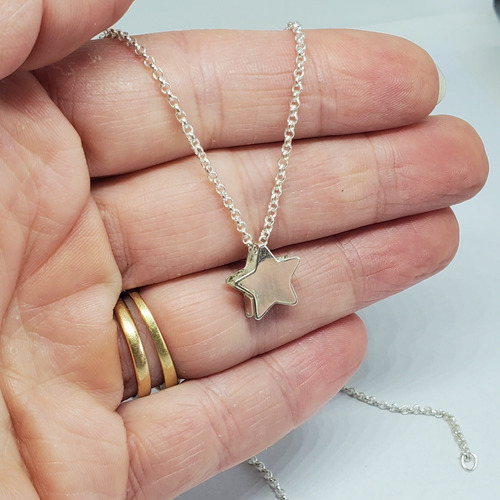 Imagen 6 de 7 de Cadena Plata Rolo Con Dije Plata Estrella 13mm