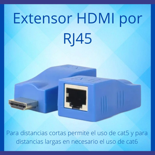 Imagen 6 de 10 de Extensor Hdmi Adaptador Full Hd Utp Rj45 30 Metros Nf