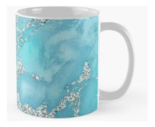 Taza Arte De Mármol Glam (falso) De Color Plata Aguamarina P