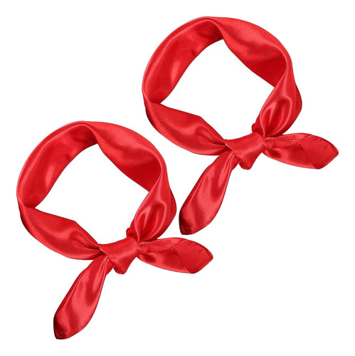 2pzs Masajes De Seda Sólido Para Mujer Pañuelo Tipo Seda Color Rojo