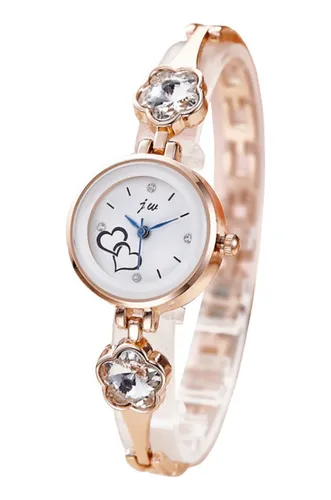 Reloj De Pulso Para Mujer Con Piedras Diseño Formal Y Casual Correa Rosado Piedras Transparentes