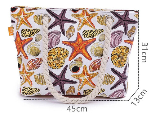Bolsa De Playa Alberca Mar Conchas Cómoda Y Versátil Grande Blanco Hilo