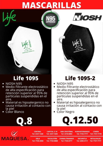 Mascarillas Life N95 Certificadas