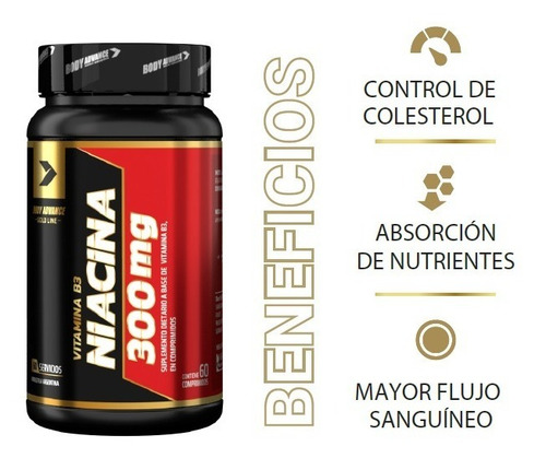 Imagen 3 de 4 de Niacina 300mg, Vitamina B3, 60 Comprimidos. Body Advance