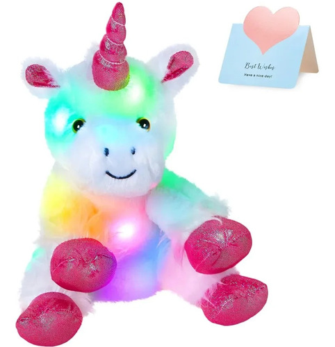 Peluche Unicornio Con Luz Led Luminoso Juguete Regalo Navida