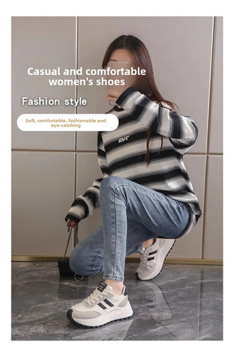 Zapatillas Casuales Con Plataforma Para Mujer, Zapatos Planos Con Punta Redonda