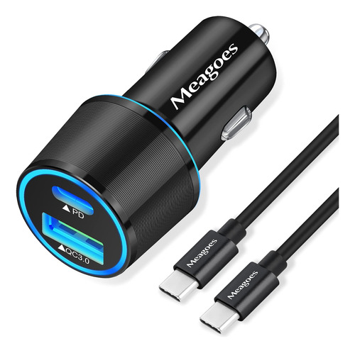 Cargador De Coche Meagoes Usb C, Adaptador De Carga Rápida D