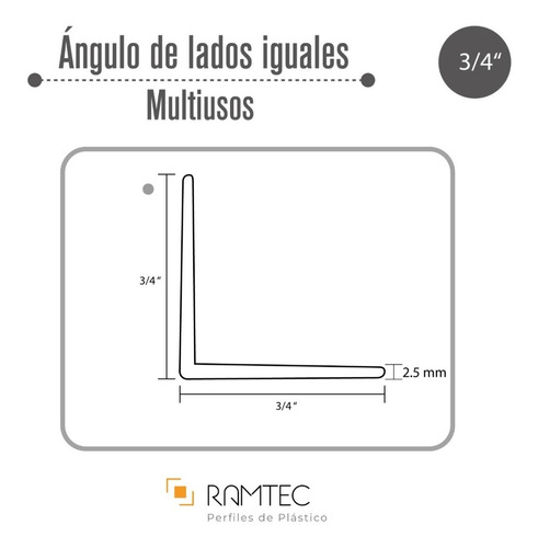 Imagen 2 de 3 de Perfil Ángulo De 3/4 De Pulgada (grueso) (6 Pzas 1.5 Mts)
