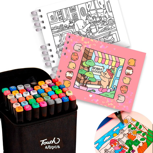 Kit De Libros Para Colorear Con Bolígrafos Táctiles De 48 Co