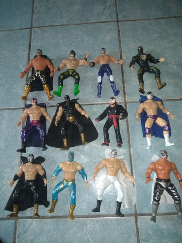 Luchadores Mexicanos Aaa Cmll Pintado A Mano Bootleg Vintage