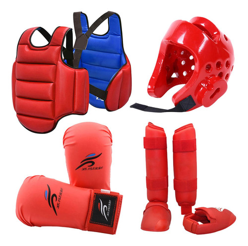 4x Karate Sparring Gear Chaleco Protector De Cuerpo Sg Rojo