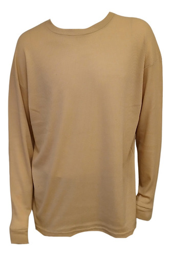 Remera Manga Larga Waffle Oversize Cuello Redondo Hombre