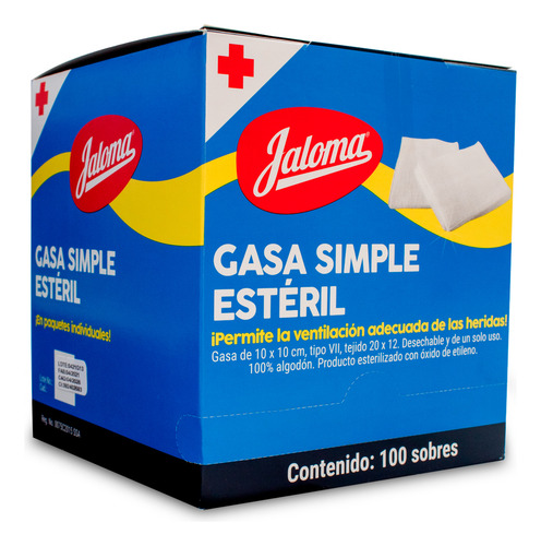 Gasa Estéril 10x10 Cm Jaloma C/100 Pzas