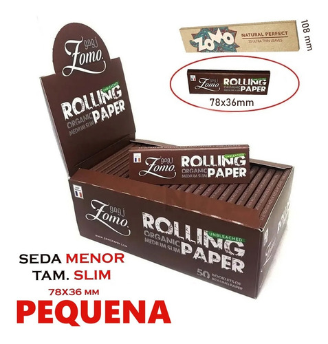 Caixa Seda Zomo Organic Brown 1/4 Medium Size Com 50 Barato