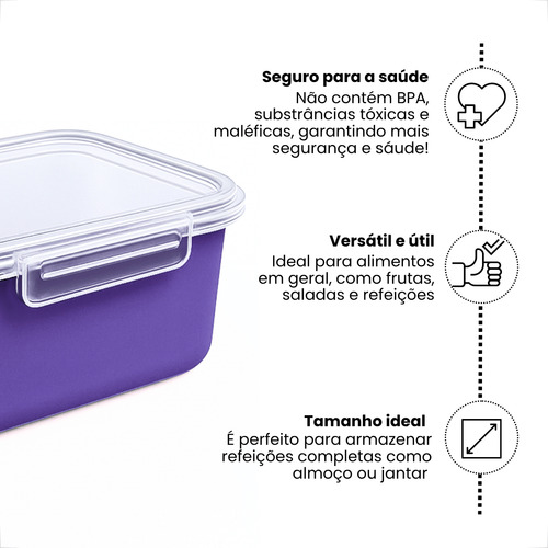 5 Potes Com Trava 1l Para Alimentos Marmitas Reutilizável