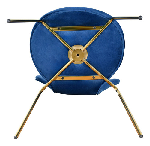 Juego Set 4 Sillas Terciopelo Comedor Tapizada Minimalista Estructura de la silla Dorado Asiento Azul marino