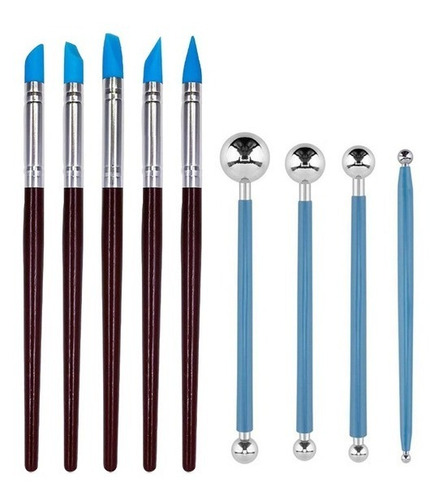Imagen 4 de 4 de Pack Pinceles Silicona Bolillos Avocador Esculpir Arcilla