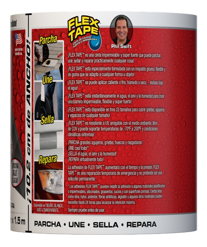 Cinta De Caucho Blanco Flex Tape 10,2 Cm X 1,5 Mts