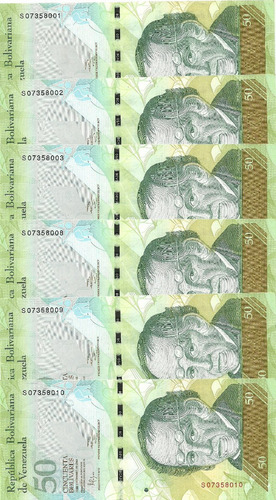 2 Billetes Consecutivos Bsf. 50  - S8 Diciembre 27 2012 