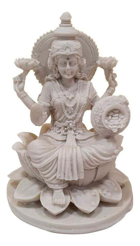 Escultura Lakshmi De Pó De Mármore Branca 20cm