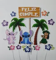 Comprar Adorno Torta Topper Cake Feliz Cumple Oferta En Stock Azul Stitch Lilo