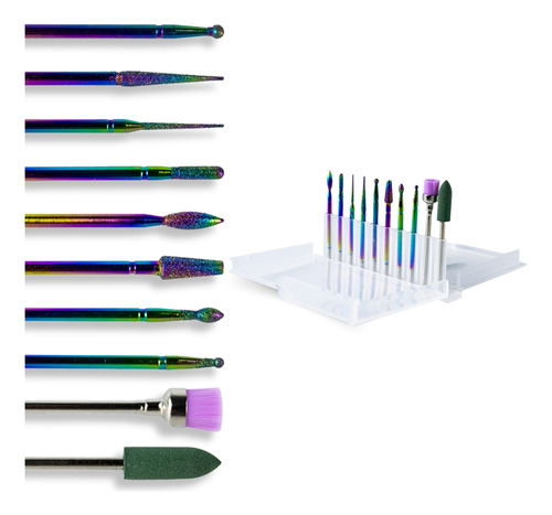 Kit 10 Brocas Diamantada Escovinha Polidora + Caixa Suporte
