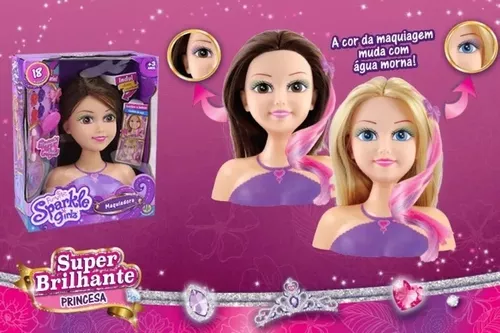 GANHEI UMA BONECA PRA FAZER PENTEADOS E MAQUIAGEM - FUNVILLE SPARKLE GIRLZ  MAQUIADORA 